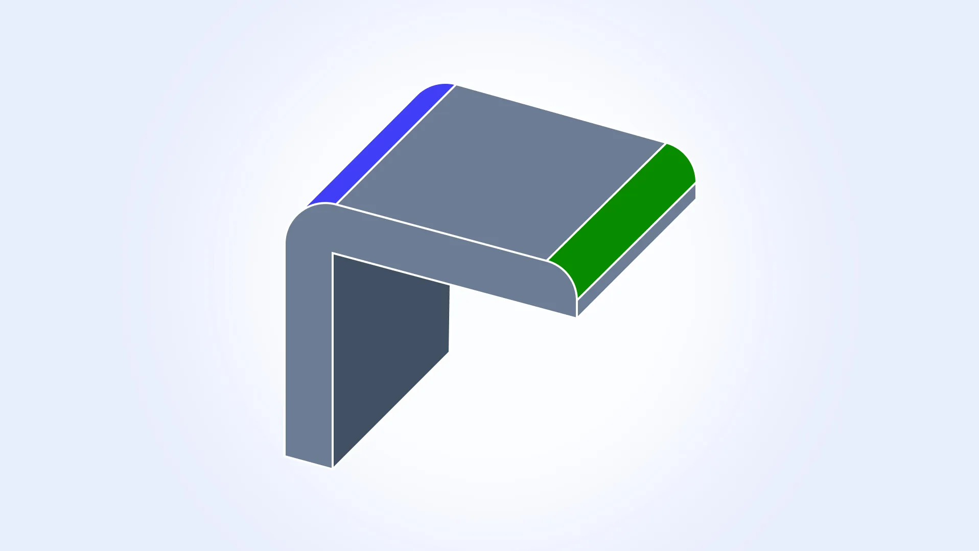 Improved processing of bends (blue) and complex geometry, such as fillets (green) Improved processing of bends (blue) and complex geometry, such as fillets (green)