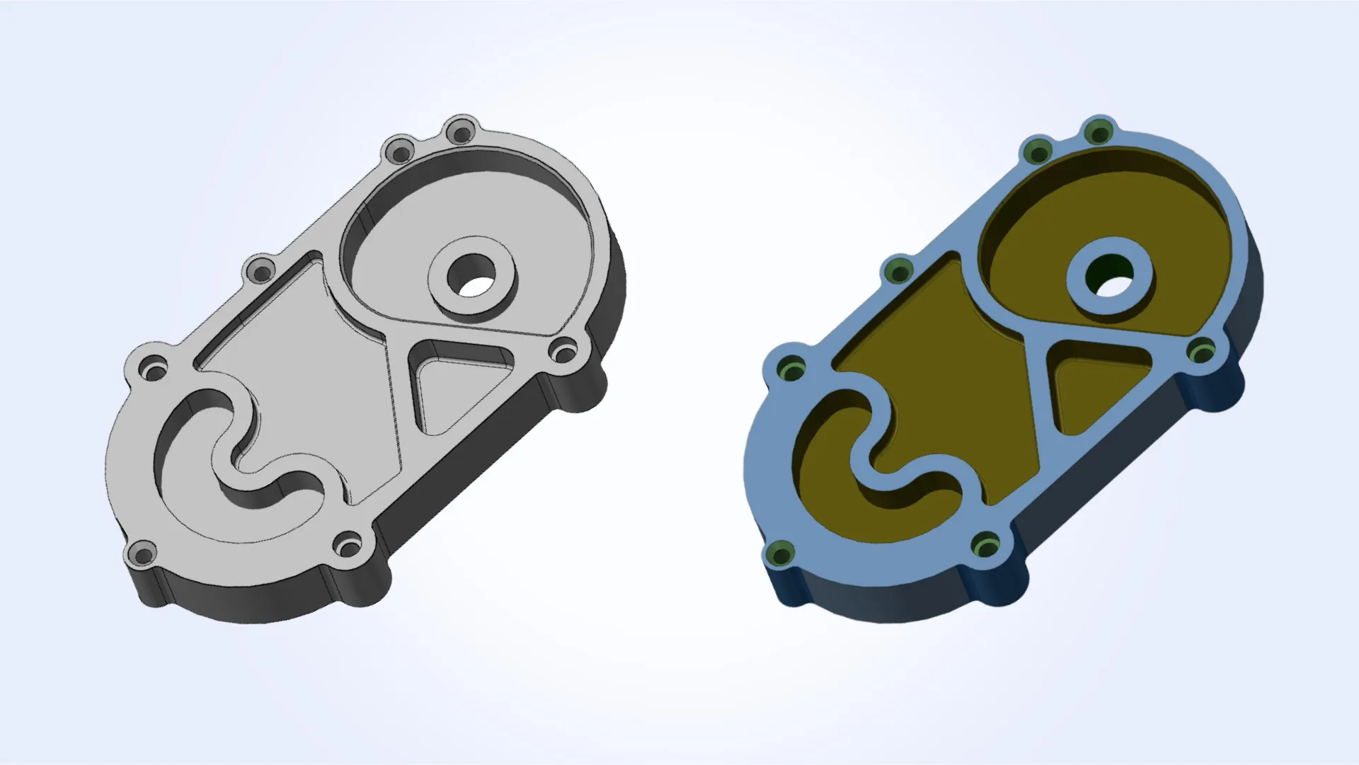 Original 3D model imported from a STEP file and recognized machining features Original 3D model imported from a STEP file and recognized machining features