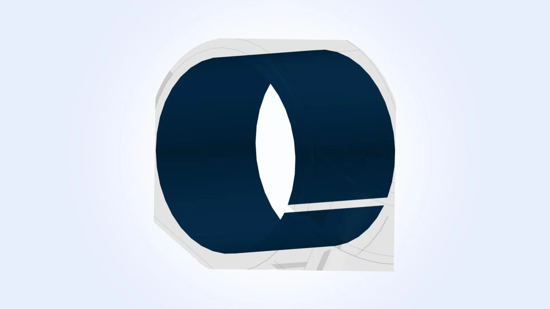 An imported STEP model, showing a partial hole open on one side partial hole