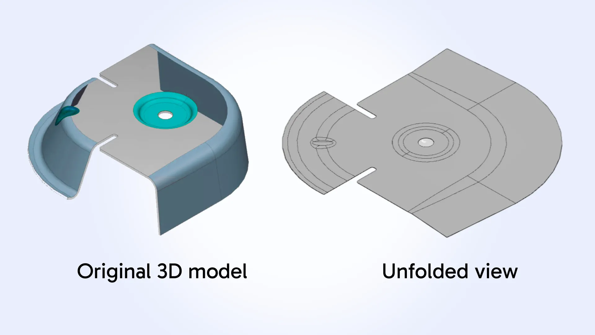 Unfolding support for complex formed sheet metal features Unfolding support for complex formed sheet metal features