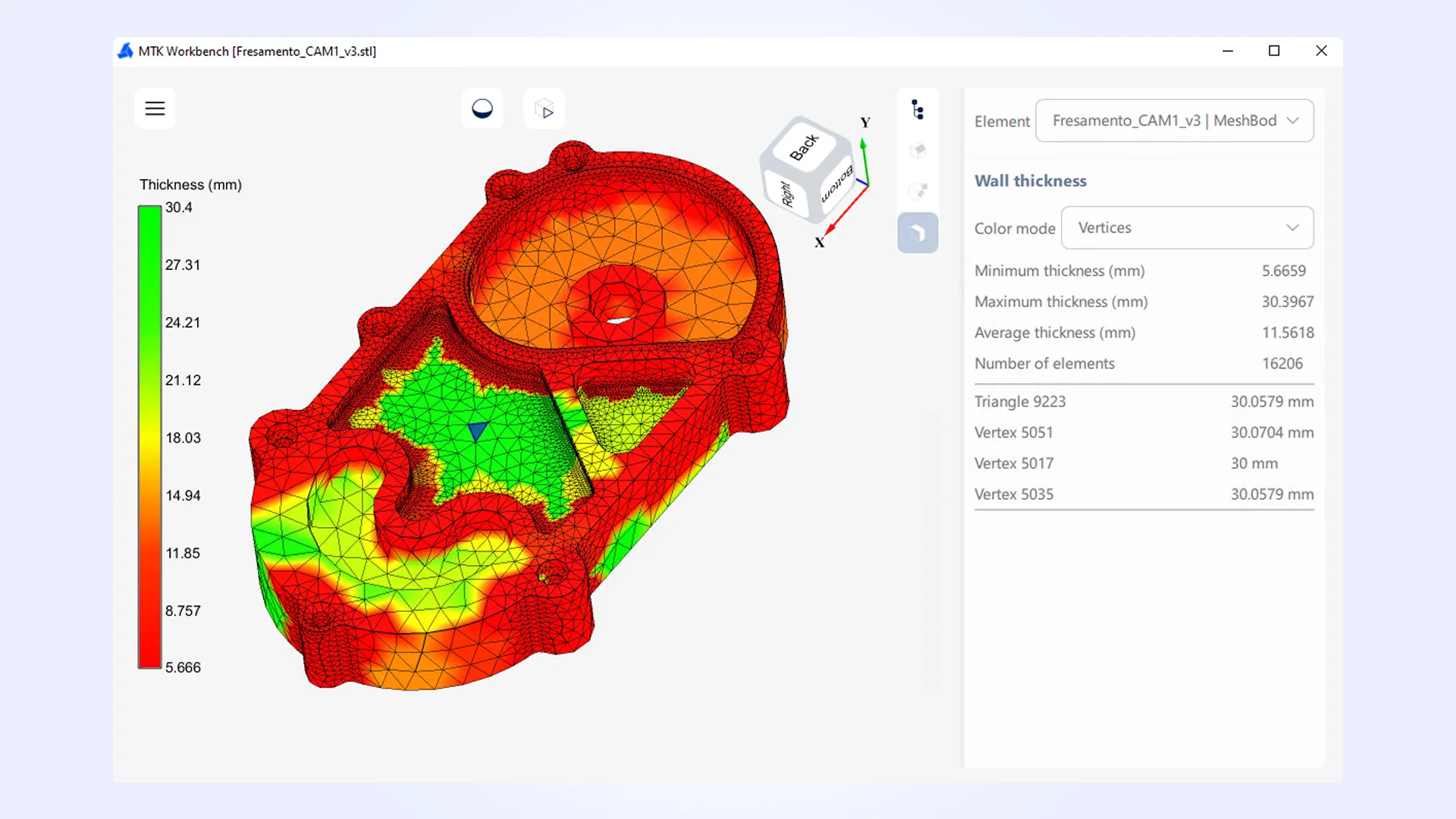 Wall thickness visualization as displayed in MTK Workbench Wall thickness visualization as displayed in MTK Workbench