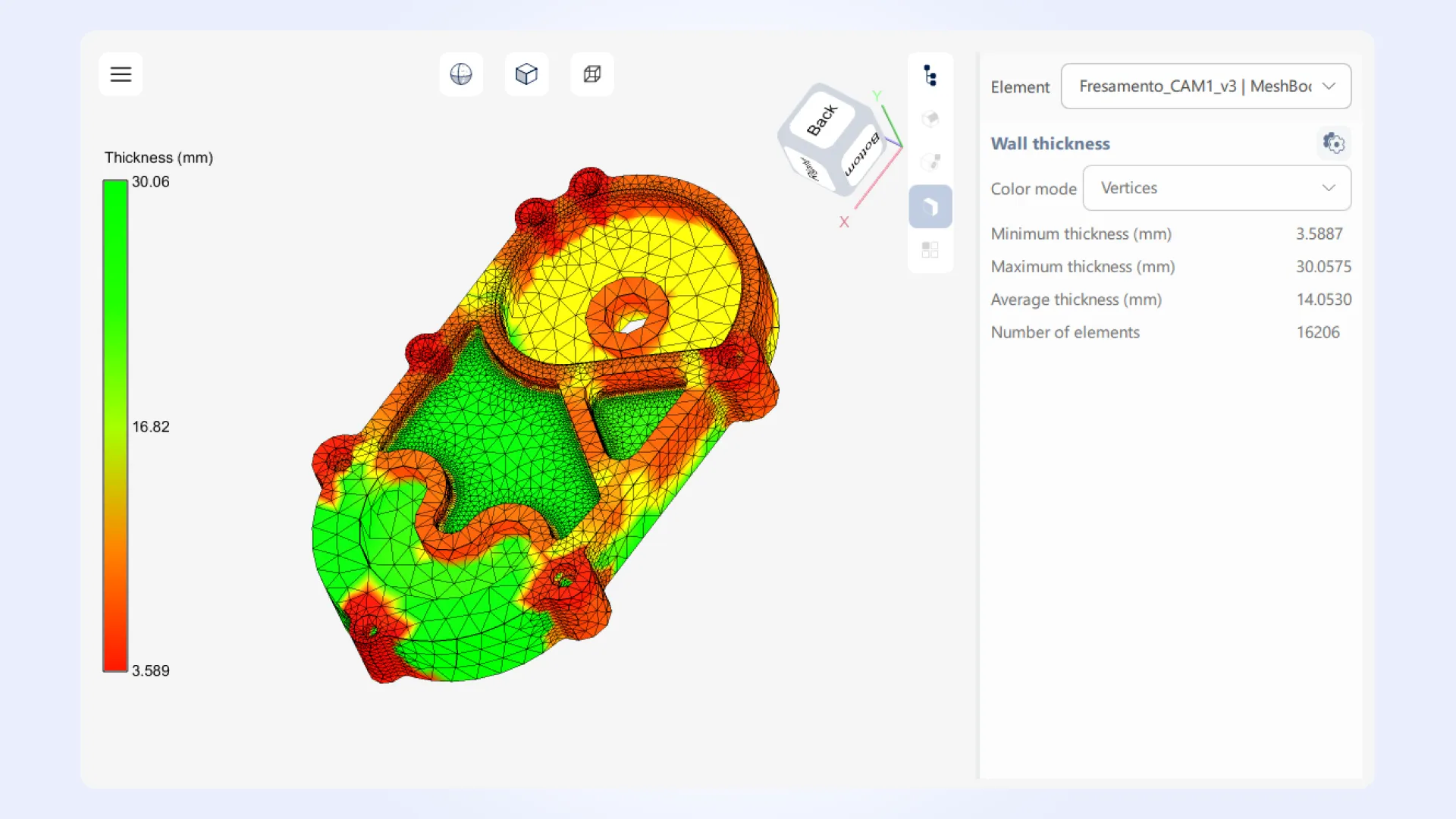 Wall thickness visualization as displayed in MTK Workbench Wall thickness visualization as displayed in MTK Workbench